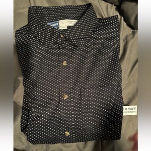 OLD NAVY Everyday Shirt  Men's L - Blue Button Regular For Built In Flex Nwt